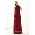 Women High Neck Halter Chiffon Long Party Dress with Belt